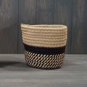Small Cotton and Rope Basket with Black Middle (14cm) detail page